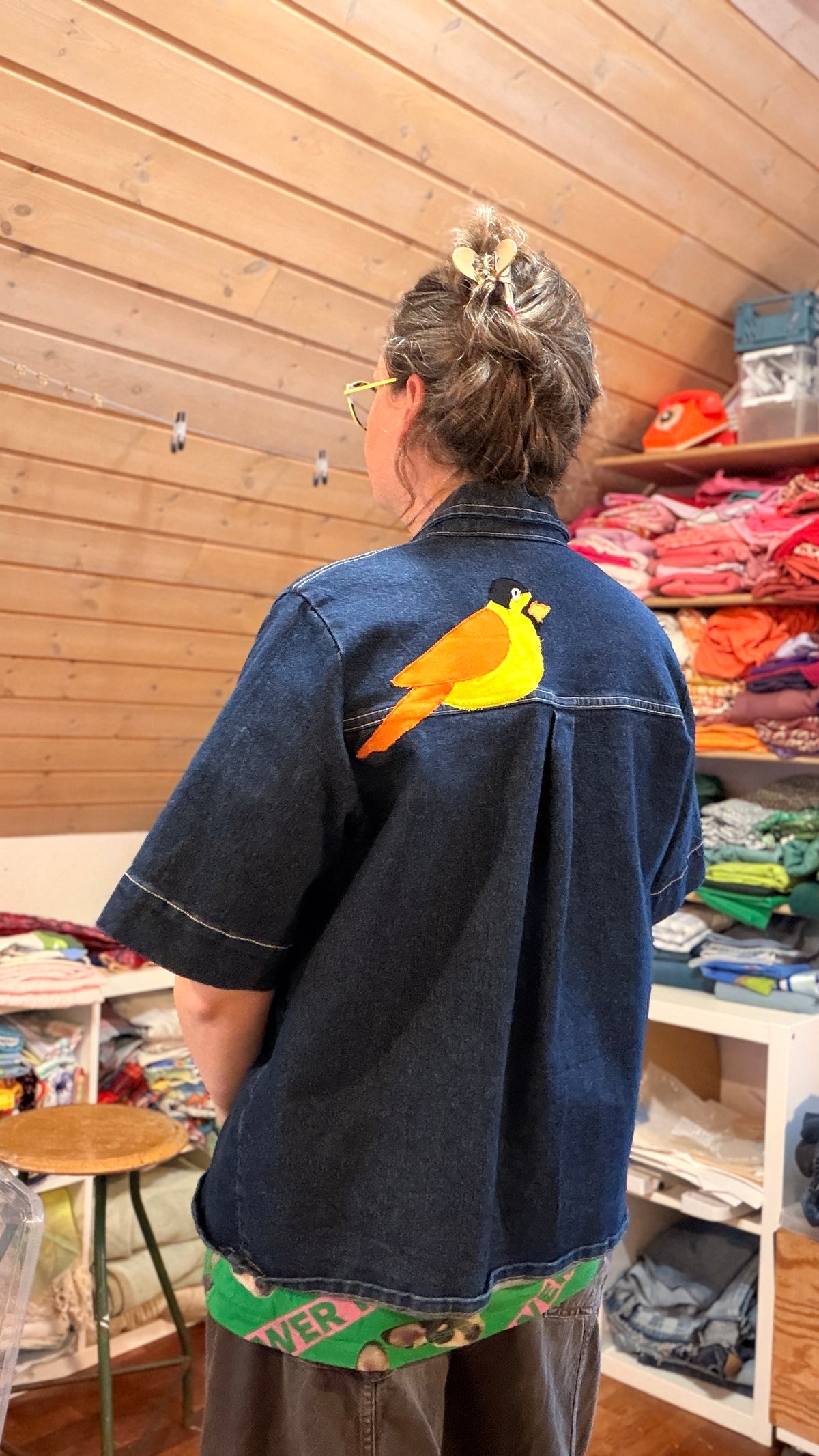 Denimskjorte med korte ærmer
