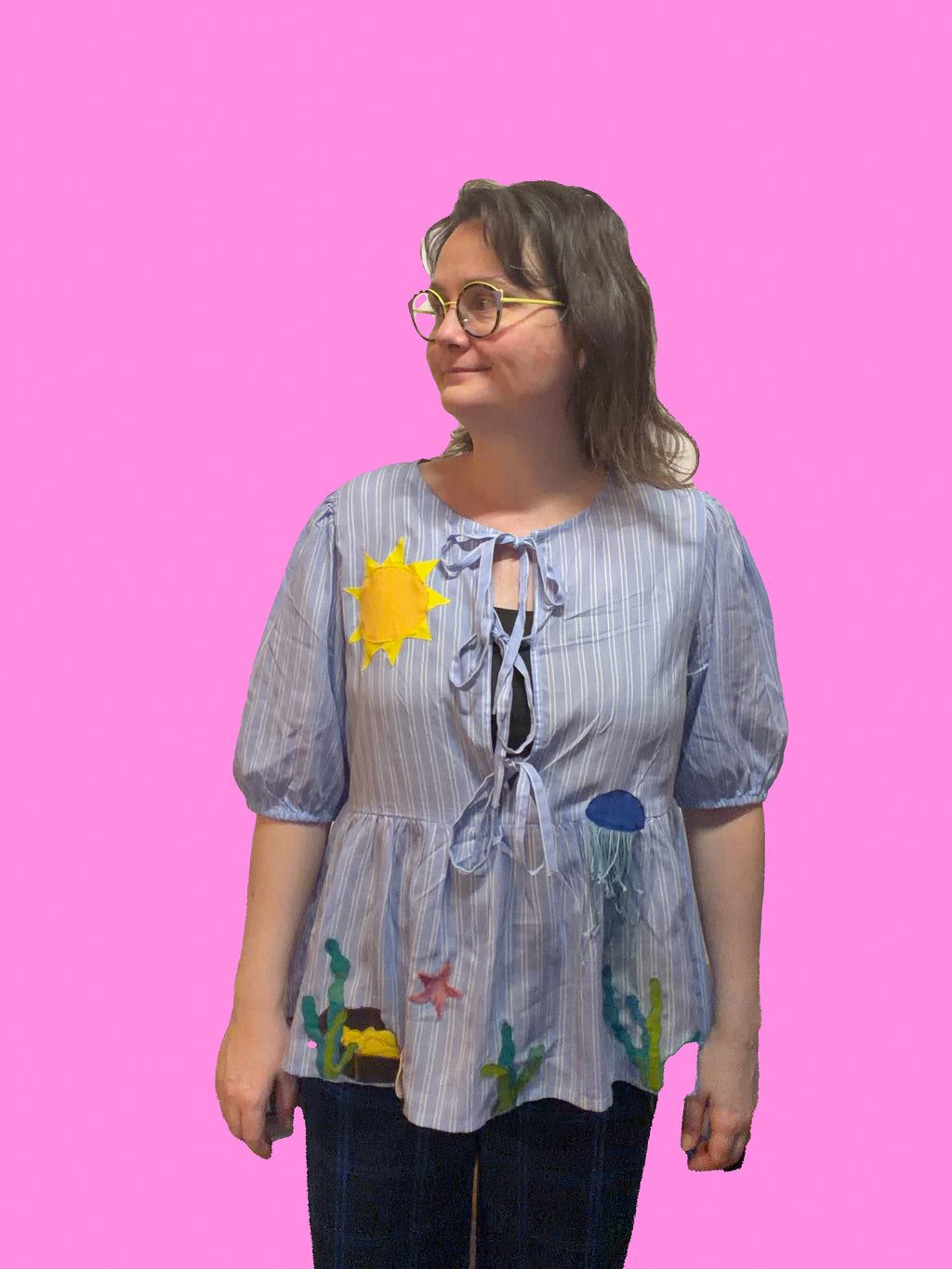 Upcyclet skjorte med 3D effekt